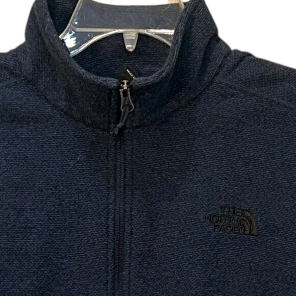 The North Face Blue 1/4 Zip Pullover Sweater Medium Winter Warm Textured Comfort - Picture 2 of 6